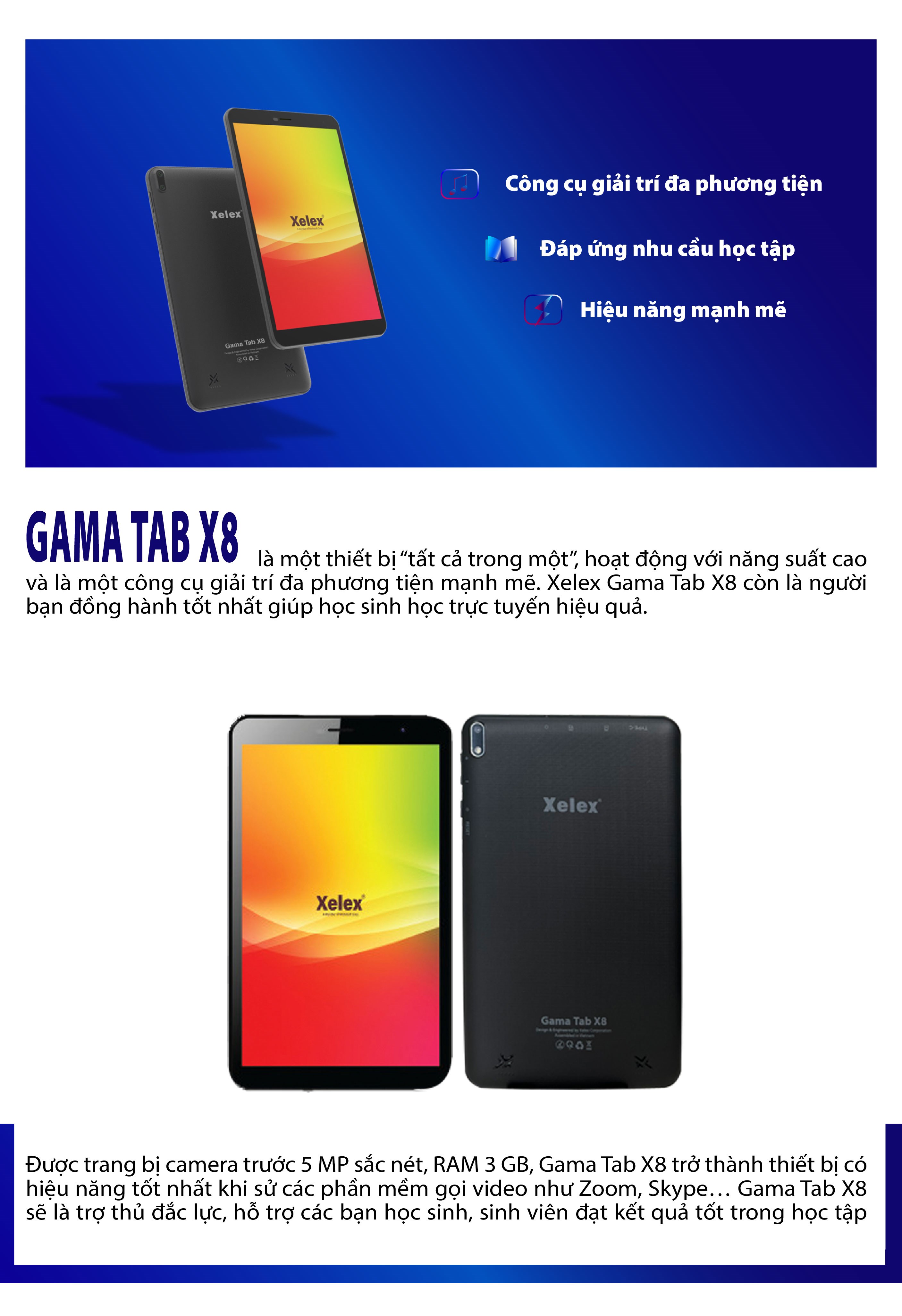 Máy tính bảng Xelex Gama Tab X8